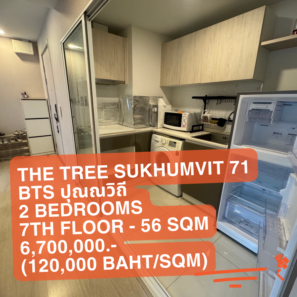 [13 Feb 2024] The Tree Sukhumvit 64, 2 Bedrooms, 56 Sqm, 7th Floor, 6,700,000.- (120,000 Baht/Sqm)